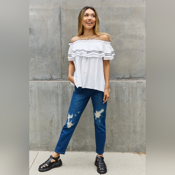 ODDI Designer Full Size Off The Shoulder Ruffle Blouse SALE!! 20% OFF - Picture 8 of 11